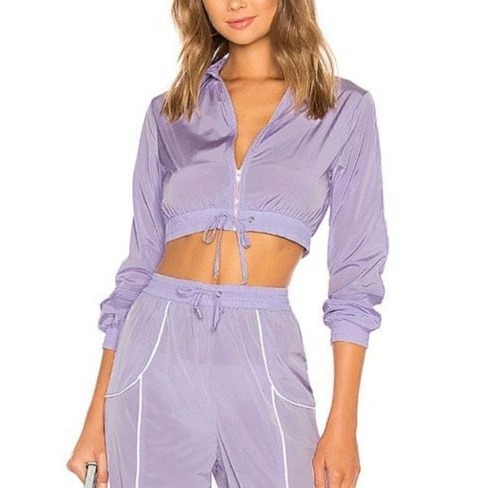 Lovers + Friends Cropped Windbreaker Track Jacket Y2K Lavender Purple size M